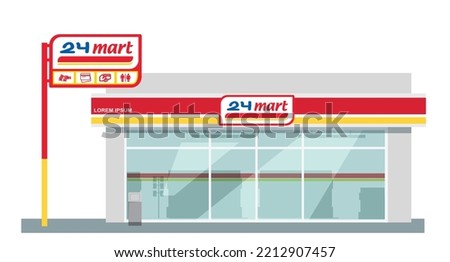 Icon mini convenience store art modern element map road sign symbol logo famous identity city style shop urban 3d flat building street isolated white background design vector template illustration