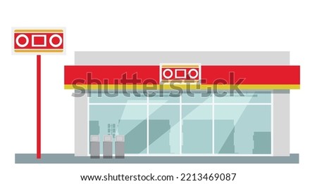 Icon mini convenience store art modern element map road sign symbol logo famous identity city style shop urban 3d flat building street isolated white background design vector template illustration