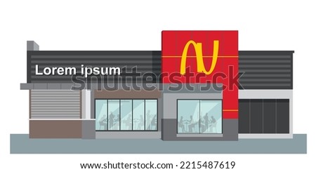 Icon red mcd burger king
store art modern element map road sign symbol logo famous identity city style shop urban 3d flat building street isolated white background design vector template illustration