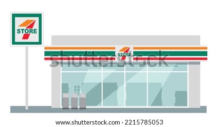 Icon mini convenience store art modern element map road sign symbol logo famous identity city style shop urban 3d flat building street isolated white background design vector template illustration Foto d'archivio © 