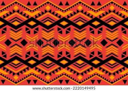Orange background image consisting of black and yellow  geometric fabric,  squares, triangles, straight lines.design for textiles, wallpaper,fashion,paper,background.Vector affinity designer style.