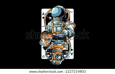 astronaut card space drawing art