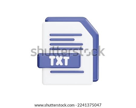 TXT file with 3d vector icon cartoon minimal style