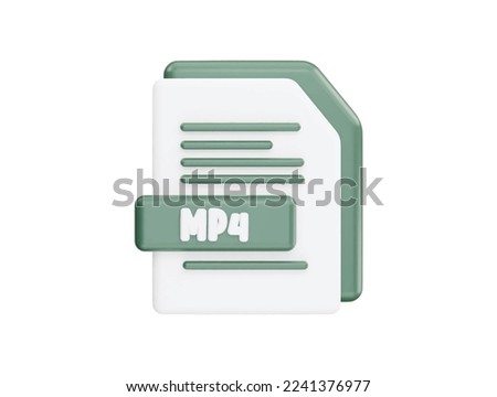 Mp4 file with 3d vector icon cartoon minimal style