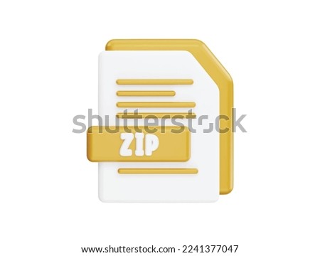 Zip file with 3d vector icon cartoon minimal style