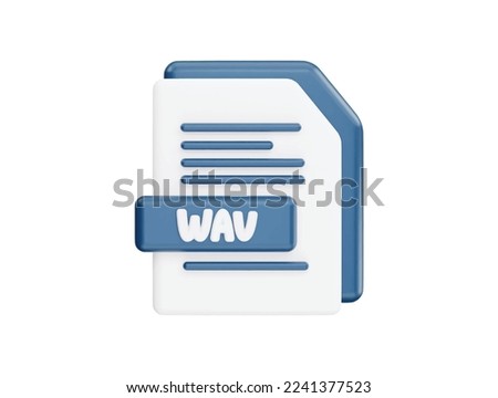 Wav file with 3d vector icon cartoon minimal style