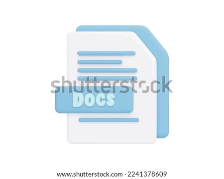 Docs file with 3d vector icon cartoon minimal style