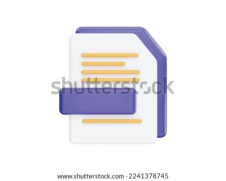 file with 3d vector icon cartoon minimal style