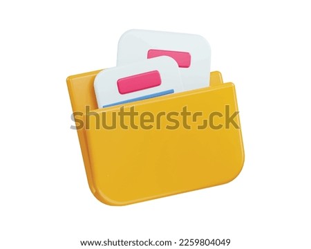 Folder and paper for management file document with 3d vector icon illustration
