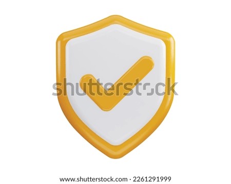 Right mark with protect shield 3d rendering vector icon illustration
