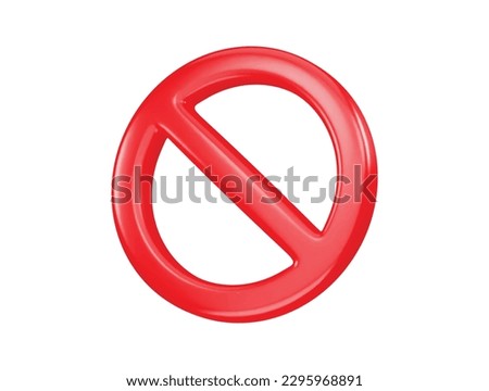3d Red prohibited sign no icon warning or stop symbol safety danger isolated vector illustration