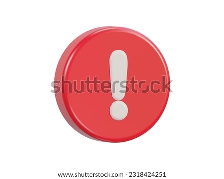 3d vector red exclamation circle sign warning or danger risk message alert problem icon