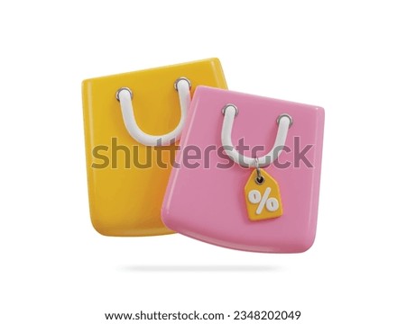 3d shopping bag icon with discount teg