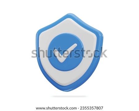 Right mark with protect shield 3d rendering vector icon