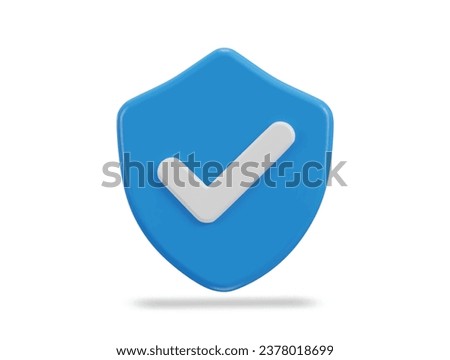 Right mark with protect shield 3d verified icon