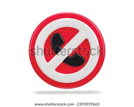 phone call ban, block 3d rendering vector icon illustration