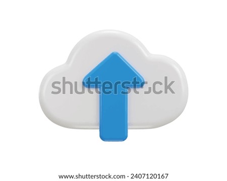 Cloud system with up arrow upload icon 3d rendering vector icon