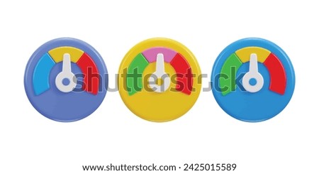 Speedometer icon set 3d render