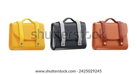 briefcase icon 3d rendering vector illustration set