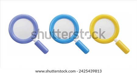 3d Magnifying glass on SEO icon set