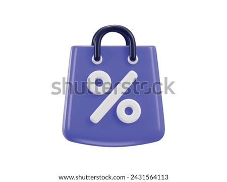 shopping beg with discount sign concept of online shopping icon 3d rendering vector illustration