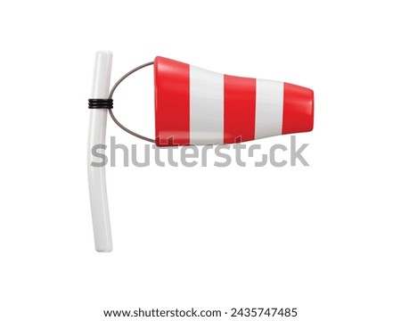 windsock icon on wind direction indicating icon 3d rendering vector illustration