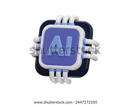3d Ai chip icon for artificial intelligence icon 3d rendering vector illustration