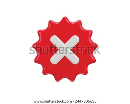 cross mark icon 3d render concept of rejection, false, delete and invalid icon vector illustration