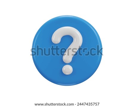 blue question mark icon with circle button icon 3d render