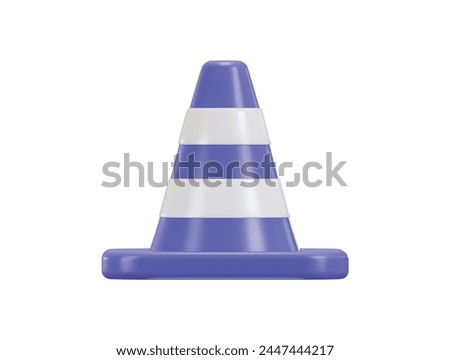 3d traffic cone icon concept on traffic safety rubber road cone striped warning road barrier icon 3d render