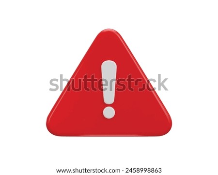 exclamation sign warning or danger risk message alert problem icon 3d render
