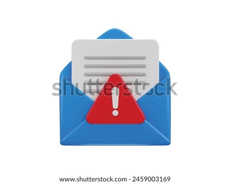 3d email envelope with alert icon 3d render concept of spam email icon 3d illustration