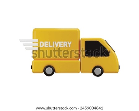 fast delivery truck with cardboard icon 3d rendering vector illustration concept of fast delivery icon