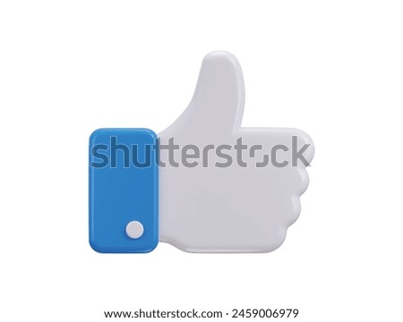 Thumbs up like icon 3d rendering vector illustration