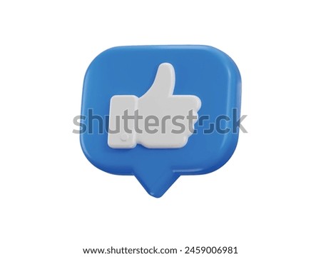 Thumbs up like icon 3d rendering vector illustration