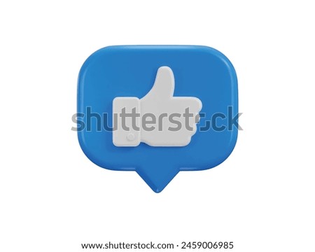 Thumbs up like icon 3d rendering vector illustration