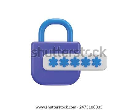 Padlock and password icon 3d render Pin code password protection security icon