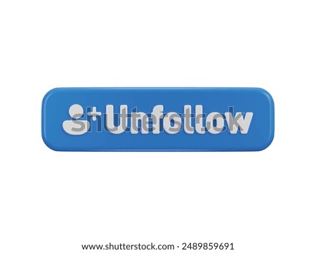 3d social media unfollow button icon vector illustration