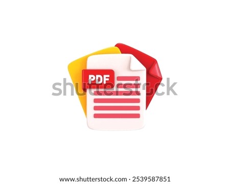 PDF file icon in 3D style icon vector illustration