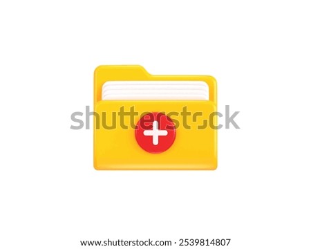 Folder with plus documents icon concept of add folder icon 3d rendering vector illustration