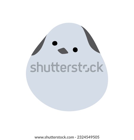 long tailed tit or shima enaga single 8 cute on a white background, vector illustration