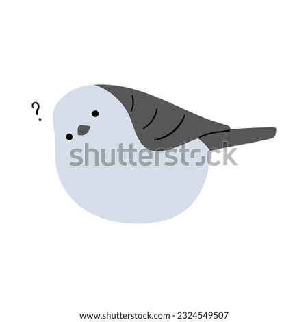 long tailed tit or shima enaga single 6 cute on a white background, vector illustration