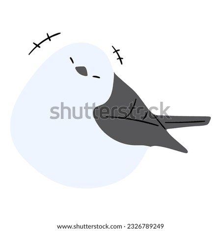 Long tailed tit or shima enaga Single 23 cute on a white background, vector illustration