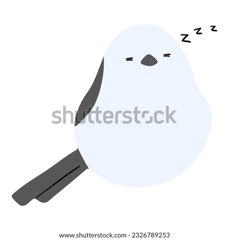 Long tailed tit or shima enaga Single 14 cute on a white background, vector illustration