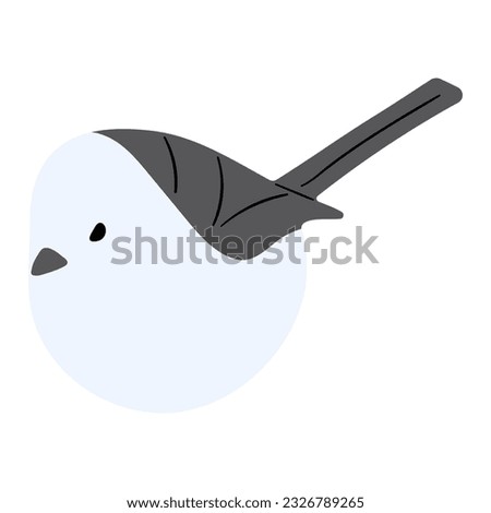 Long tailed tit or shima enaga Single 15 cute on a white background, vector illustration