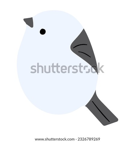 Long tailed tit or shima enaga Single 24 cute on a white background, vector illustration