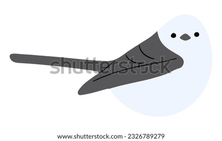 Long tailed tit or shima enaga Single 17 cute on a white background, vector illustration