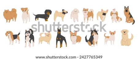 Dogs Collection 1 cute on a white background, vector illustration.