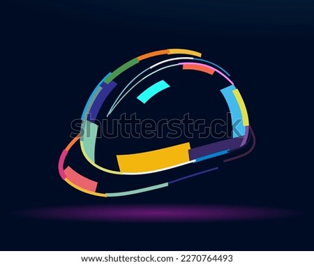 Abstract construction helmet from multicolored paints. Colored drawing. Vector illustration of paints
