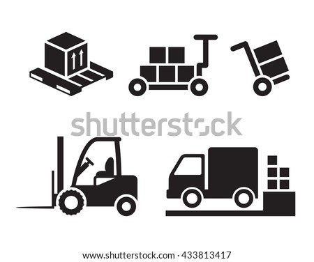 Warehouse icons: loading and unloading of goods